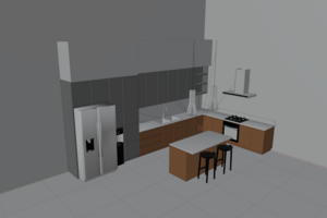 3D-визуализация современной кухни для интерьерного проекта