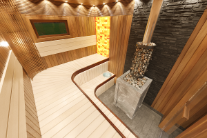 Финская сауна для общественного использования (SPA / wellness-пространство)