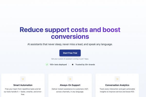 Лендинг для сервиса AI-чат-ботов для бизнеса