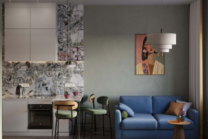 3d - визуализация кухни-гостиной