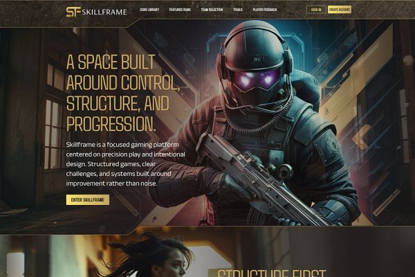 SkillFrame - дизайн лэндинга игровой платформы