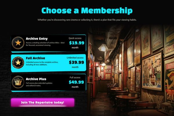 The Repertoire - дизайн лэндинга кино-платформы