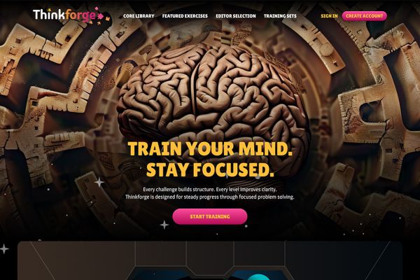 Thinkforge - дизайн лэндинга платформы с играми-головоломками