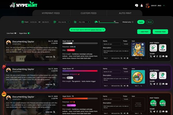 HypeMint - платформа запуска мем-токенов с AI-инструментами