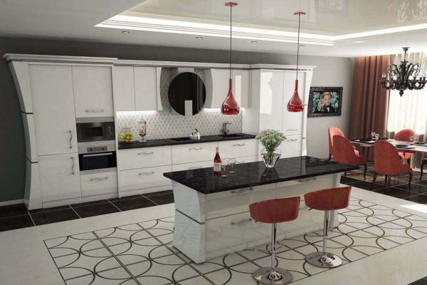 3D Визуализация кухонного гарнитура в интерьере для каталога фабрики "Дельта+".