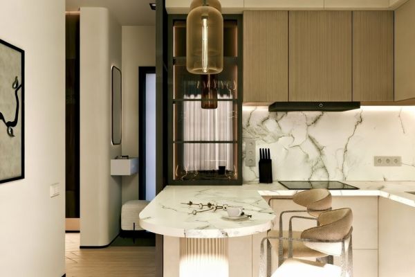 Дизайн-проект "Sand" — уютный оазис для молодой семьи в ограниченном пространстве.