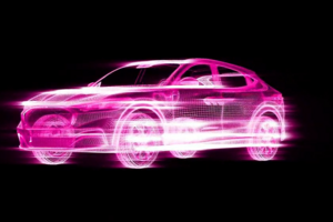 3Д сеточная неоновая анимация для оформления автосалона