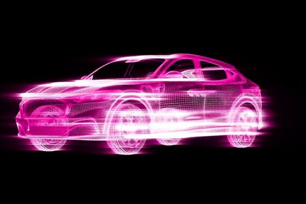 3Д сеточная неоновая анимация для оформления автосалона