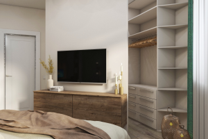 дизайн спальной комнаты гардероб за стенкой