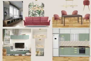 стилистический коллаж, дизайн интерьера для квартиры