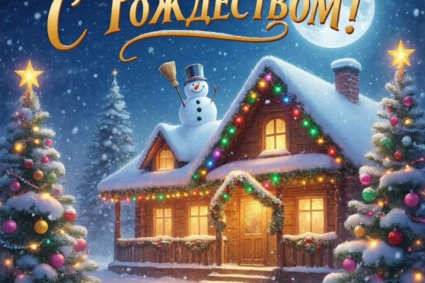 Открытка (картинка) "С Рождеством!". Создавал для коллег, родных и близких.