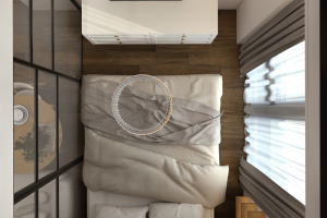 дизайн интерьера спальной комнаты в студии