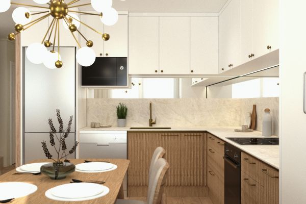 дизайн кухни  гостиной в загородном доме