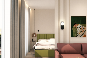 дизайн кухни гостиной и спальни в квартире студии