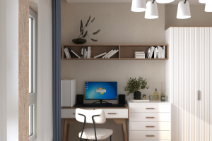 дизайн спальни с рабочим местом