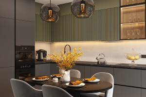 Квартира с темными акцентами.