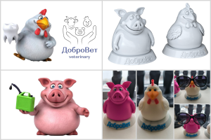 3D-модель фирменной подставки для очков (персонажи ДоброВет)