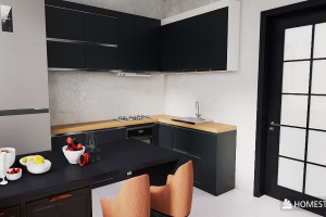 Современная кухня с барной зоной