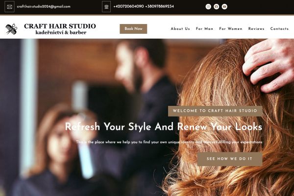 Веб-страница для Craft Hair Studio