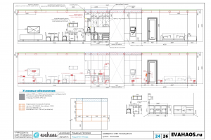Развертки стен помещений и схемы мебели