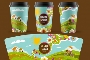 Дизайн стаканчиков для ООО Хлебная Усадьба. Весна