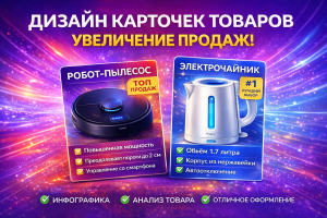 Дизайн карточек товаров для маркетплейсов WB/Ozon