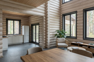 Визуализация интерьера бревенчатого дома