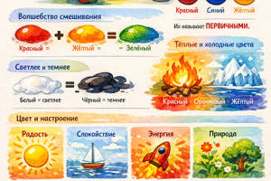 Статья про теорию цвета для маленьких художников (дети в возрасте 8-12 лет)