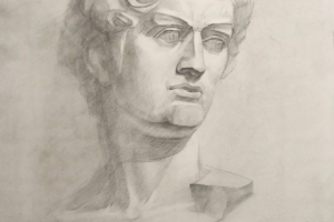 Академический рисунок гипсовой головы