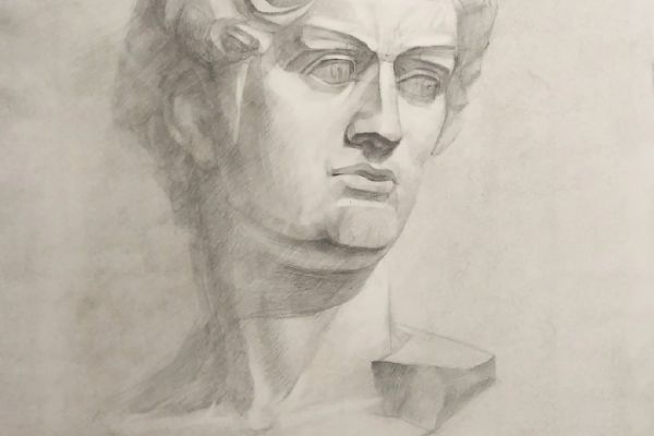 Академический рисунок гипсовой головы