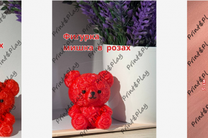 Карточки для товаров: брелок и фигурка "Мишка в розах"