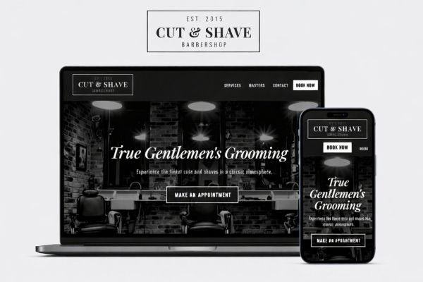 Веб-дизайн и frontend-разработка сайта барбершопа в стиле Vintage / Old School (Barbershop / Booking UI)