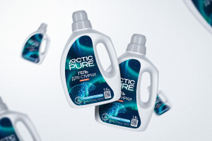 Дизайн этикетки геля для стирки Arctic Pure
