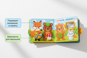 Интерактивная детская книжка «Умные зверята» для Wildberries