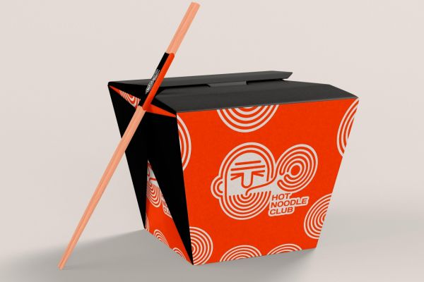 Минималистичный логотип и фирменный стиль для лапшичной Нудл Клуб