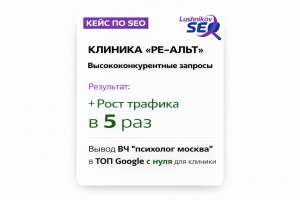 Вывод ВЧ "психолог москва" в ТОП Google с нуля для клиники + отзыв