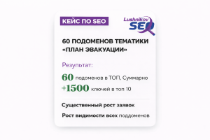 Продвижение 60 поддоменов сайта фэс.рф + отзыв