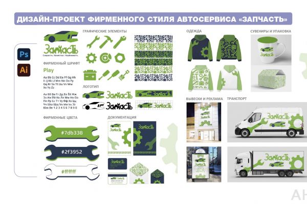 Дизайн проект фирменного стиля автосервиса «Запчасть»