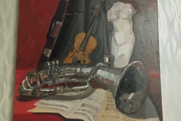 Натюрморт, выполнен маслом.