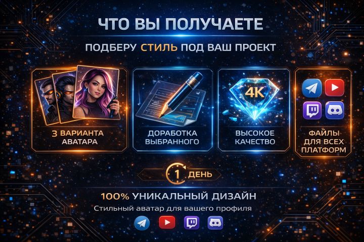 Создам уникальный аватар для Telegram, YouTube и соцсетей - 5686947