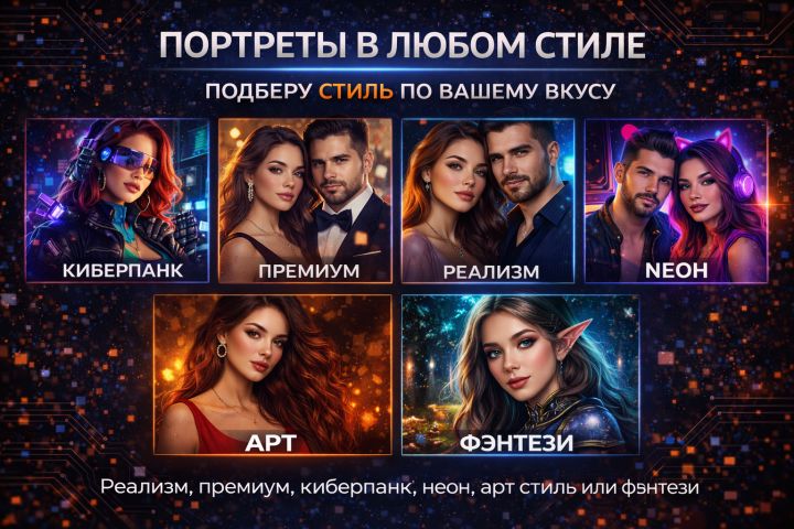 Создам стильный AI портрет по вашей фотографии - 5687048