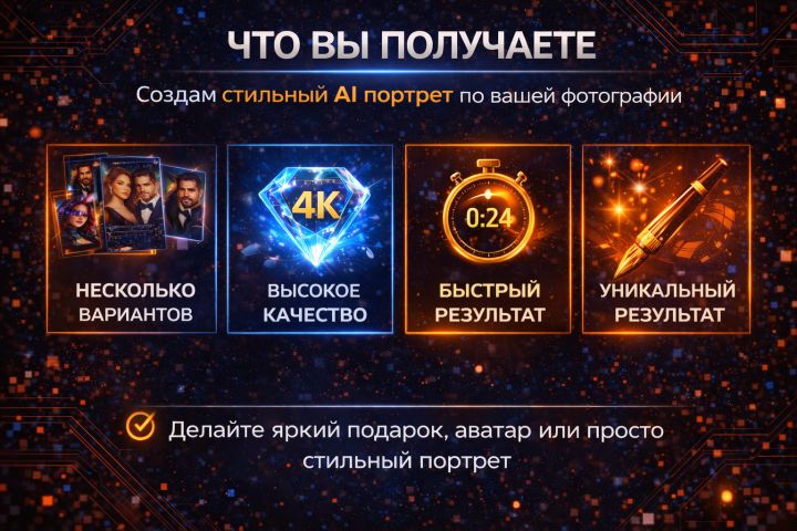 Создам стильный AI портрет по вашей фотографии - 5687050
