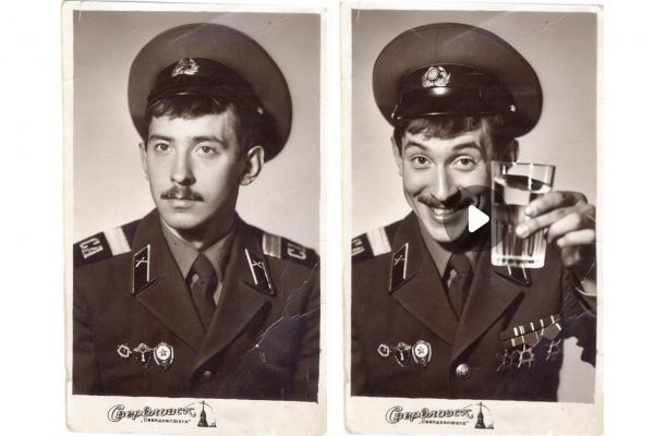 Креативное поздравление с 23 февраля. Оживление фото.