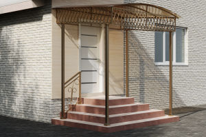 Визуализация навеса над входом и перил