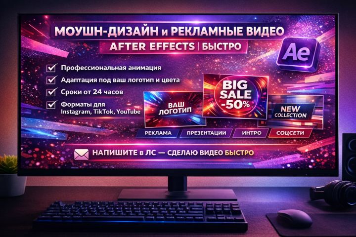 Моушн-дизайн видео в After Effects | Реклама, интро, соцсети