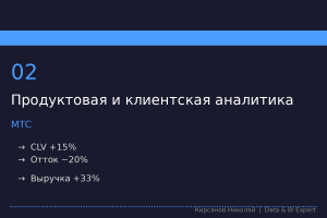 Разработка комплексной системы продуктовой и клиентской аналитики для B2B-сегмента МТС. CLV, RFM, LTV, модель оттока.