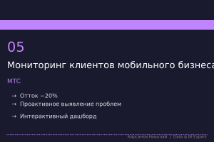 Интерактивный дашборд мониторинга клиентской базы мобильного B2B-бизнеса МТС для проактивного выявления проблем.