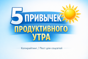 Пост для социальных сетей на тему "5 привычек продуктивного утра"