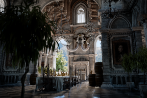 Концепт дизайна фэнтези замка в готическом стиле