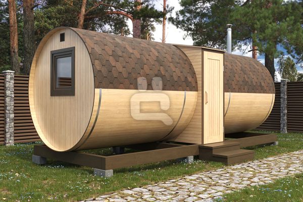 3D визуализация бани-бочки 6 метров